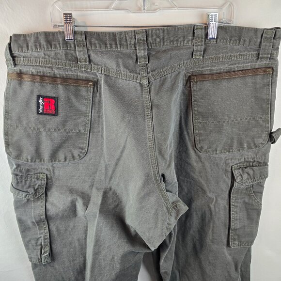 Wrangler Riggs Workwear Pants Mens 42x32 Gray Cargo Utility Carpenter Jeans A03- - Picture 7 of 11